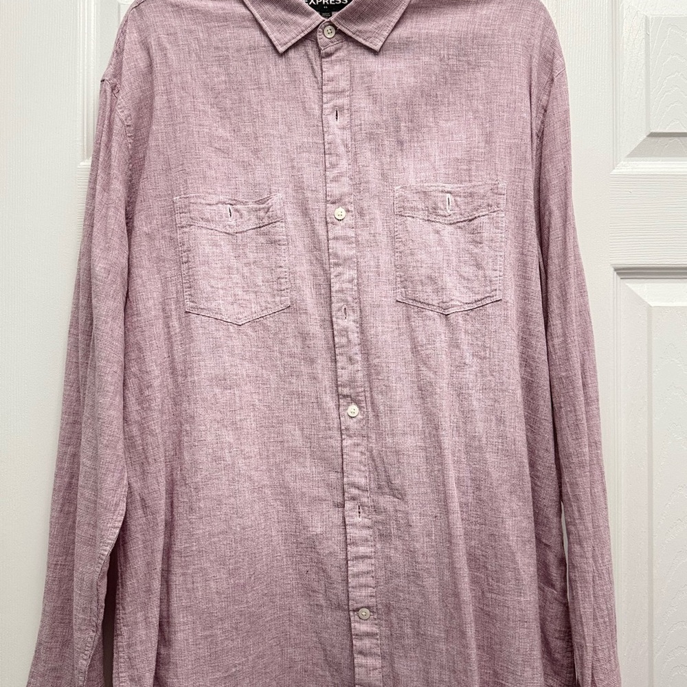 Express Men's Casual Mauve Button-Down Shirt